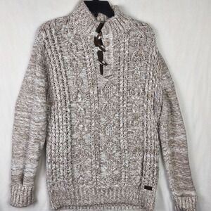 VTG Cable Knit Sweater Fisherman's Camping Grandpa Cabin Core Oatmeal Large